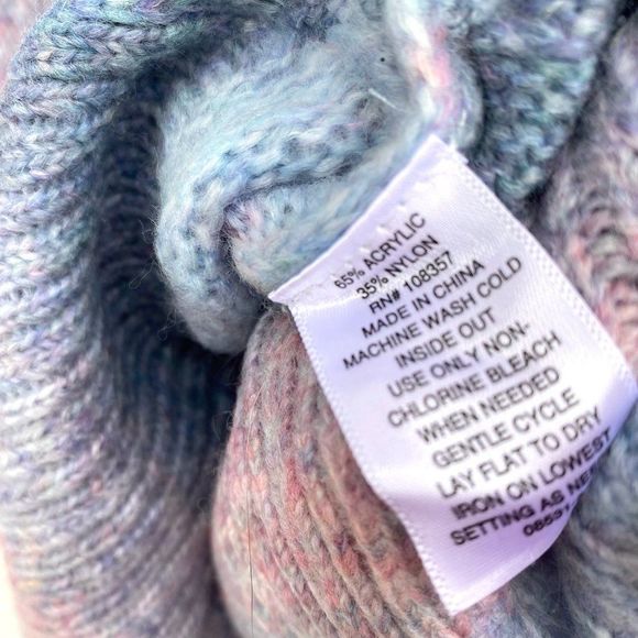 Sweater Blue Pink Cotton Candy Ombre Striped Knit - Picture 8 of 9